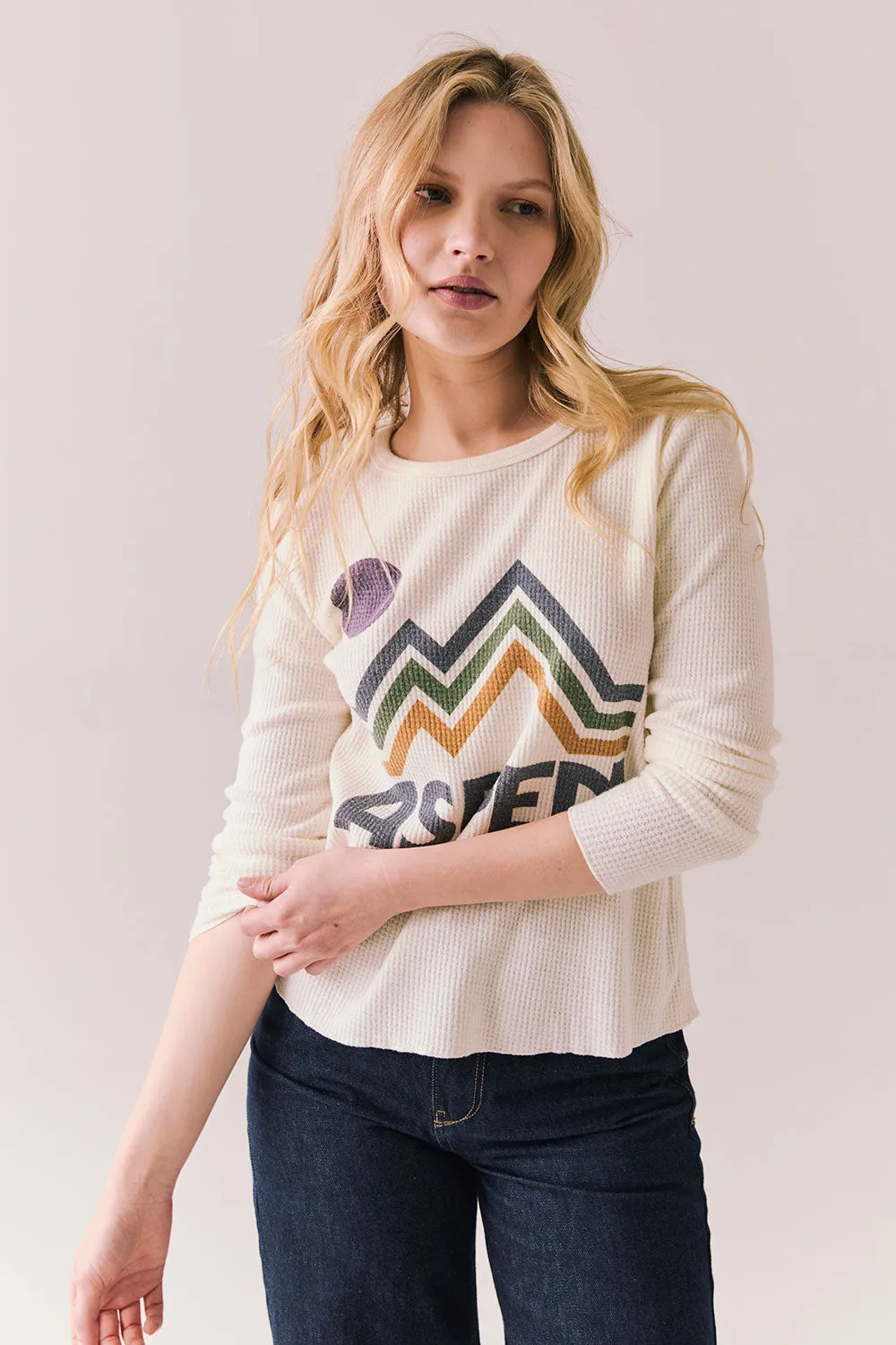 Aspen 1979 Long Sleeve – Vintage-Inspired White Graphic Tee sold by Chaser product image thumbnail 5
