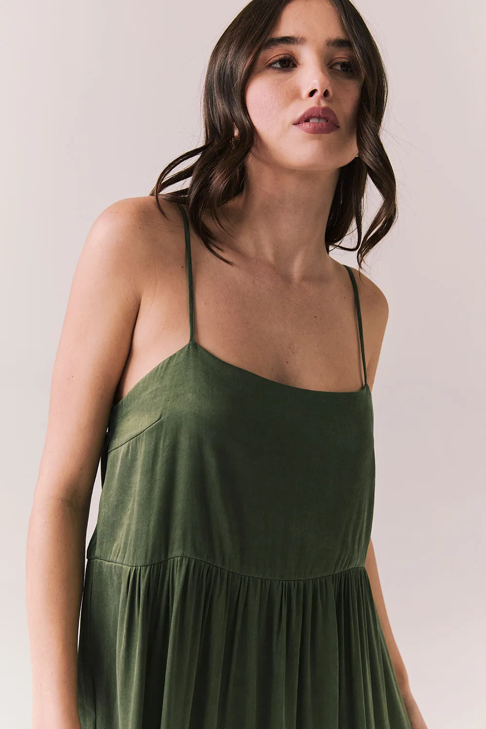 Berkeley Maxi – Flowy Silky Dress in Green sold by Chaser product image thumbnail 3