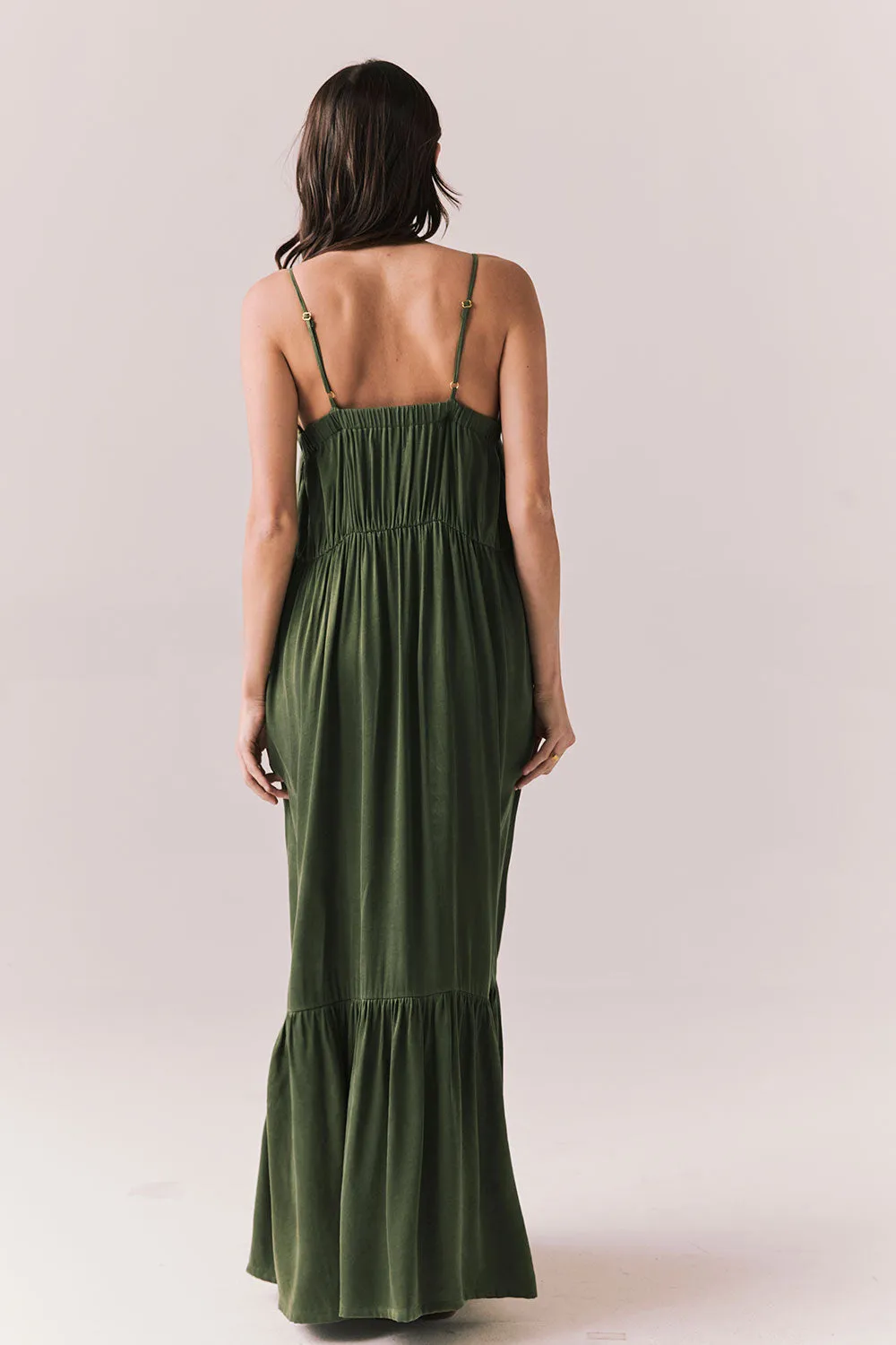 Berkeley Maxi – Flowy Silky Dress in Green sold by Chaser product image thumbnail 2