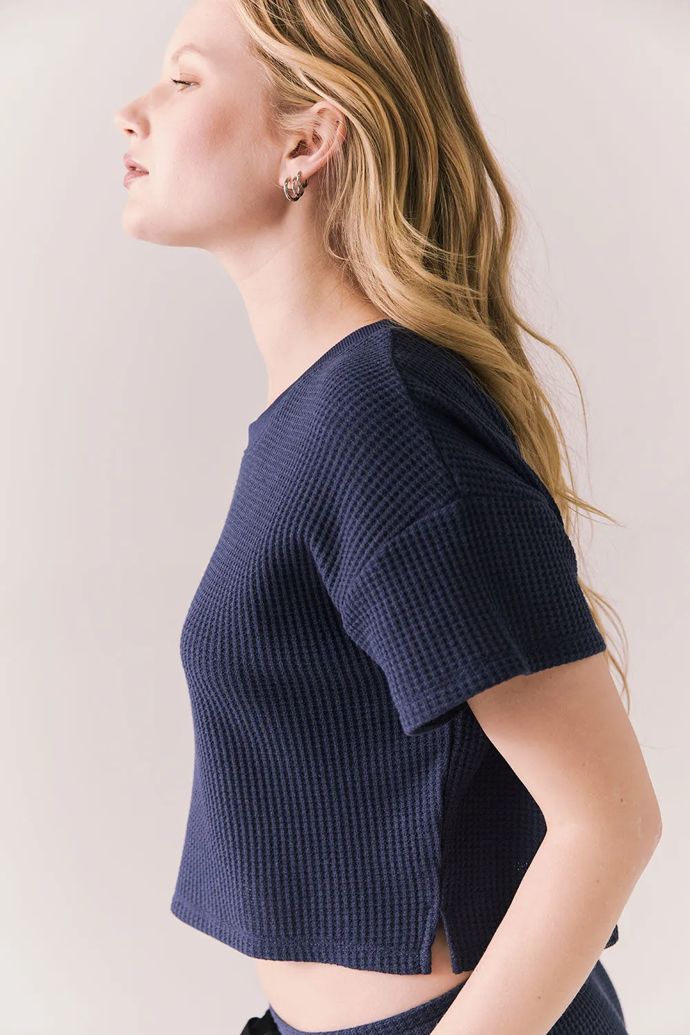 Irvine Tee – Short Sleeve Thermal in Midnight Blue sold by Chaser product image thumbnail 3