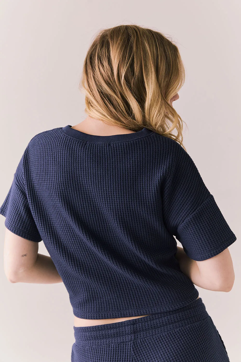 Irvine Tee – Short Sleeve Thermal in Midnight Blue sold by Chaser product image thumbnail 4