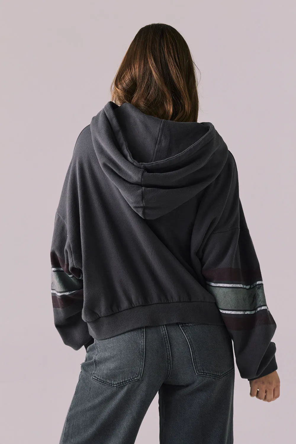 Halftime Hoodie – Graphic Fleece Pullover in True Black sold by Chaser product image thumbnail 5