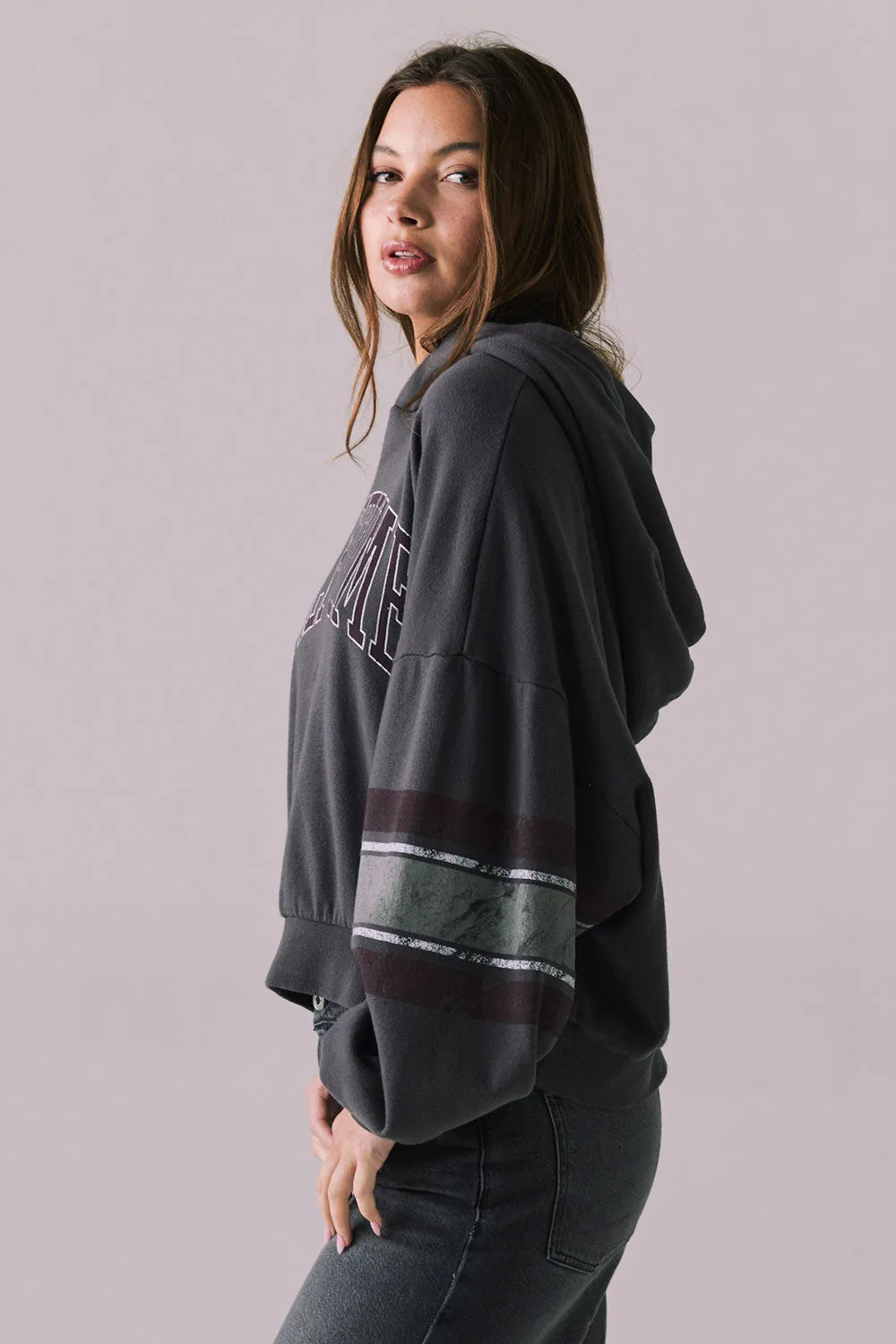 Halftime Hoodie – Graphic Fleece Pullover in True Black sold by Chaser product image thumbnail 4