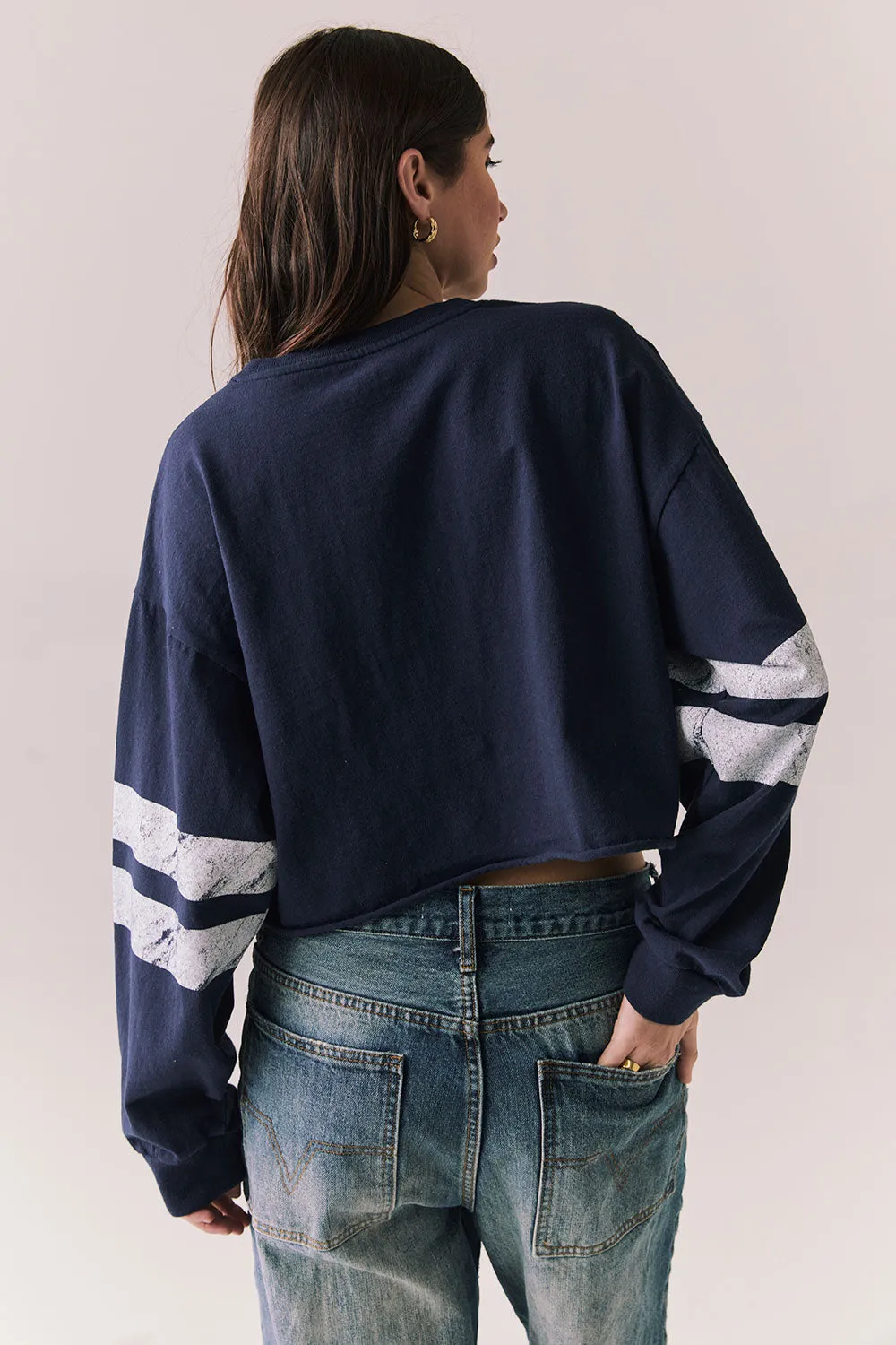 Go Team Long Sleeve – Varsity Graphic Tee in Blue sold by Chaser product image thumbnail 4