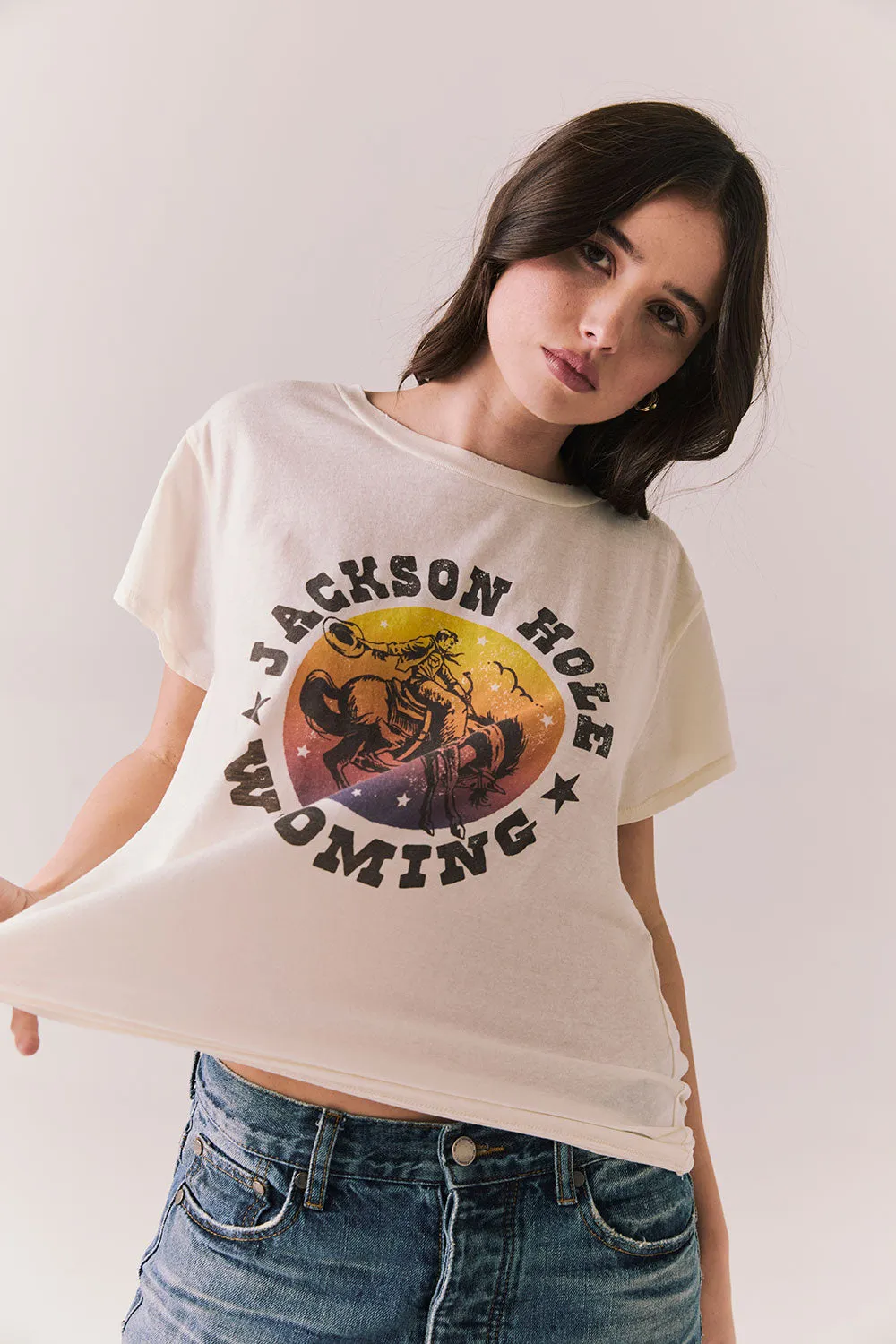 Jackson Hole Sunset Tee – Vintage Scenic Tee in White sold by Chaser product image thumbnail 4