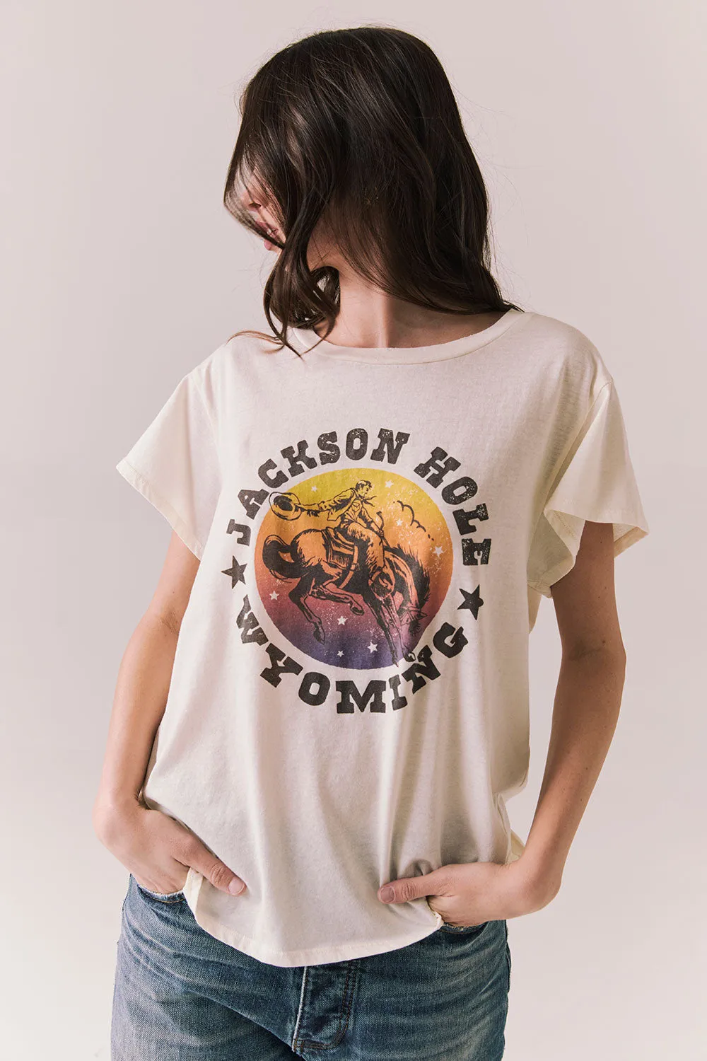 Jackson Hole Sunset Tee – Vintage Scenic Tee in White sold by Chaser product image thumbnail 2