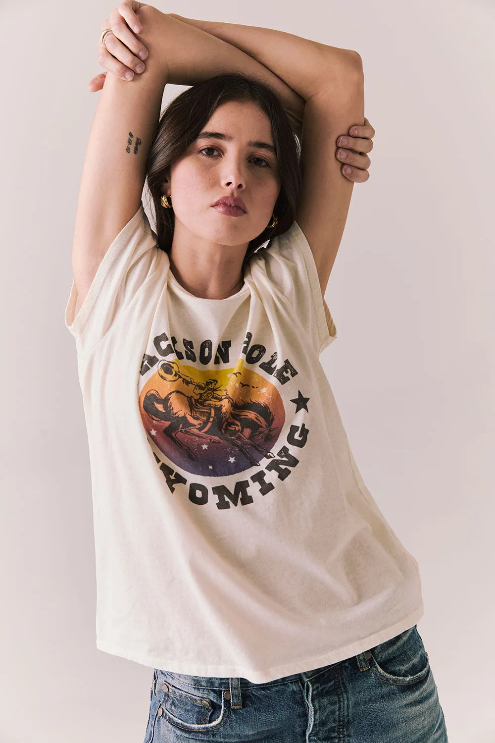 Jackson Hole Sunset Tee – Vintage Scenic Tee in White sold by Chaser product image thumbnail 5