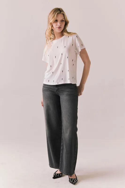 Tossed Bolts Tee – Short Sleeve Graphic Top in White sold by Chaser