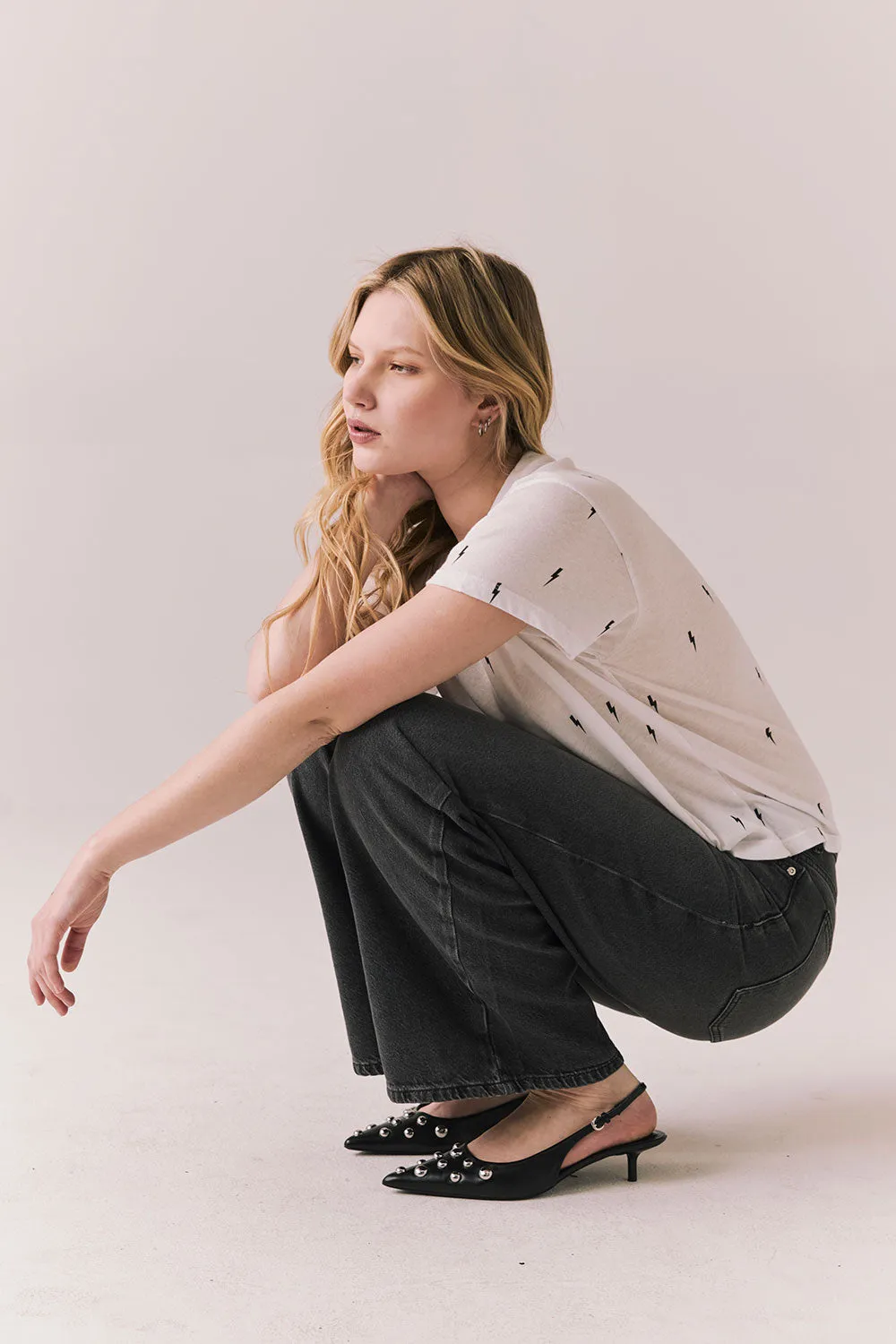 Tossed Bolts Tee – Short Sleeve Graphic Top in White sold by Chaser product image thumbnail 2