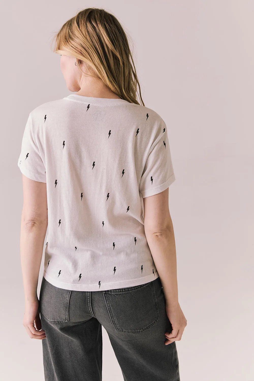 Tossed Bolts Tee – Short Sleeve Graphic Top in White sold by Chaser product image thumbnail 4
