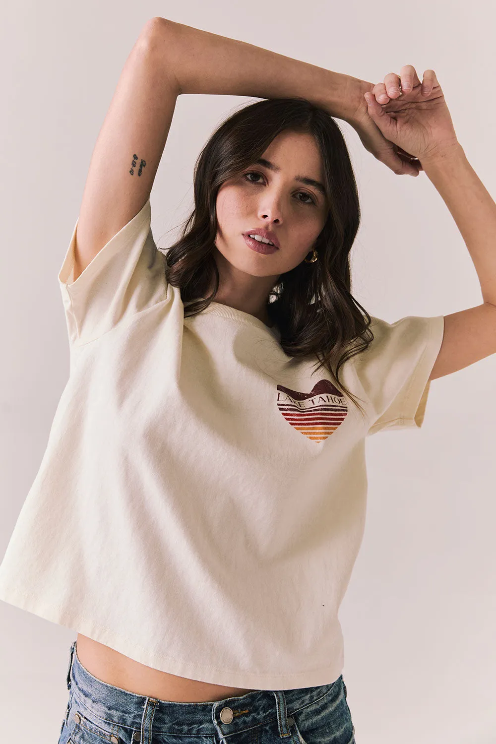 Lake Tahoe Ombre Tee – Gradient Graphic Top in Starry White sold by Chaser product image thumbnail 3