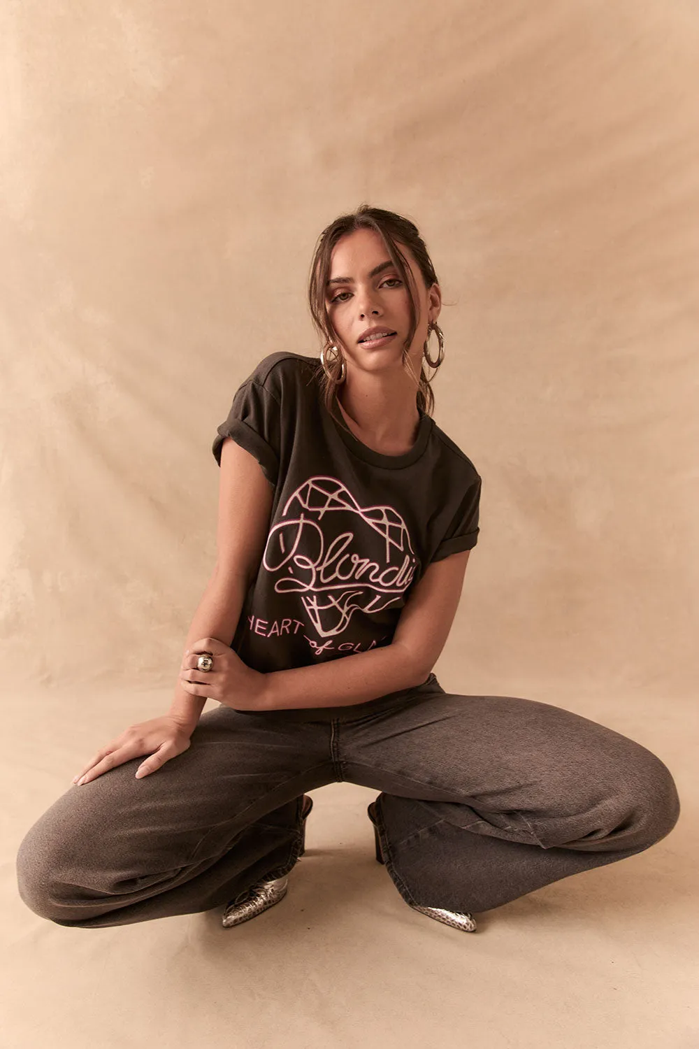 Blondie Tee – Heart of Glass Graphic Top in Vintage Black sold by Chaser product image thumbnail 2