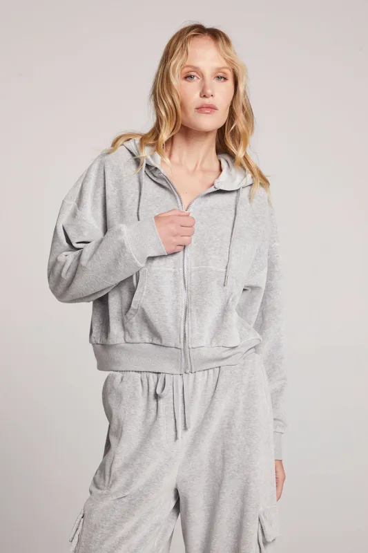 Abilene Light Heather Grey Zip Up – Classic Lounge Hoodie sold by Chaser