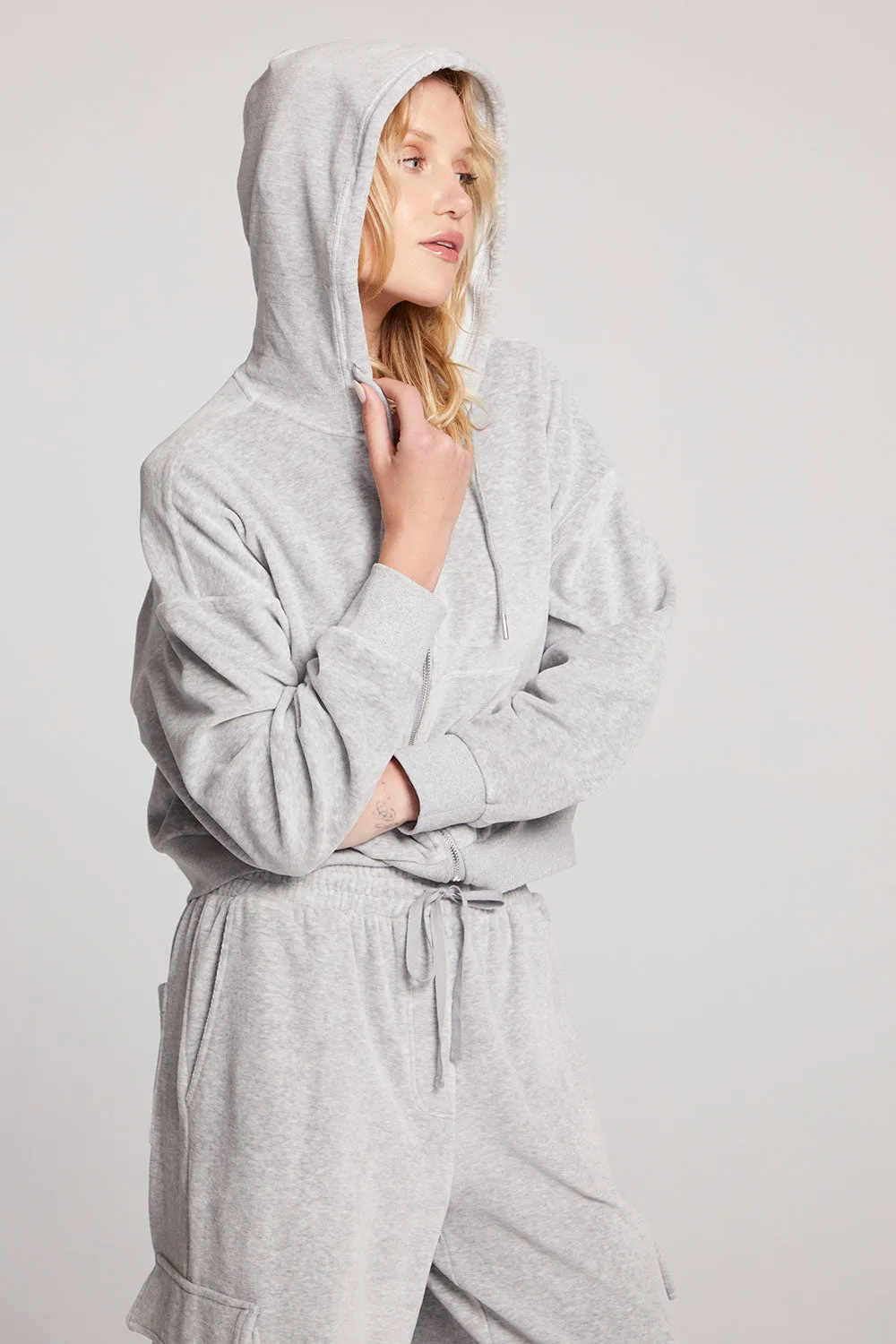 Abilene Light Heather Grey Zip Up – Classic Lounge Hoodie sold by Chaser product image thumbnail 2