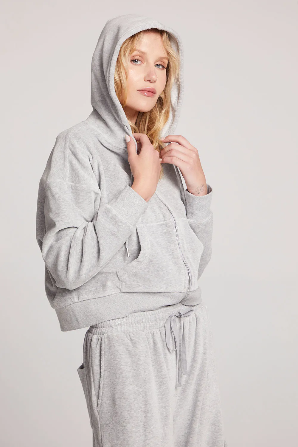 Abilene Light Heather Grey Zip Up – Classic Lounge Hoodie sold by Chaser product image thumbnail 4