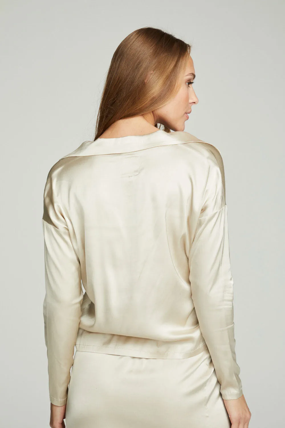 Collared Half Placket Bark White Dolman sold by Chaser product image thumbnail 3