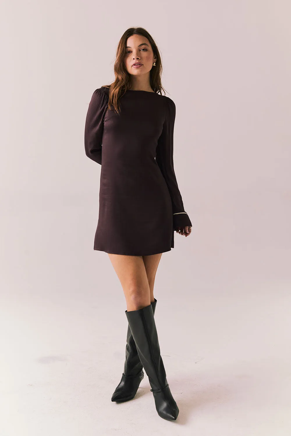 Alba Espresso Mini Dress sold by Chaser product image thumbnail 2