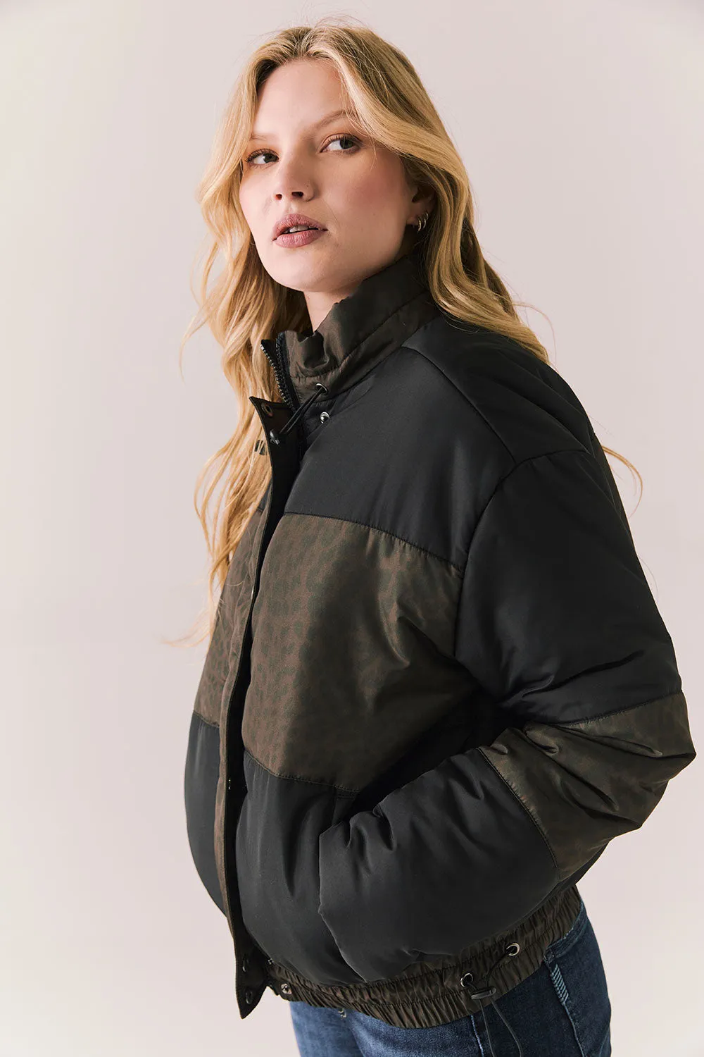 Whistlerrr Leopard and True Black Puffer Jacket sold by Chaser product image thumbnail 2