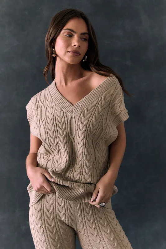 Gaya Heather Oatmeal Sweater Vest sold by Chaser