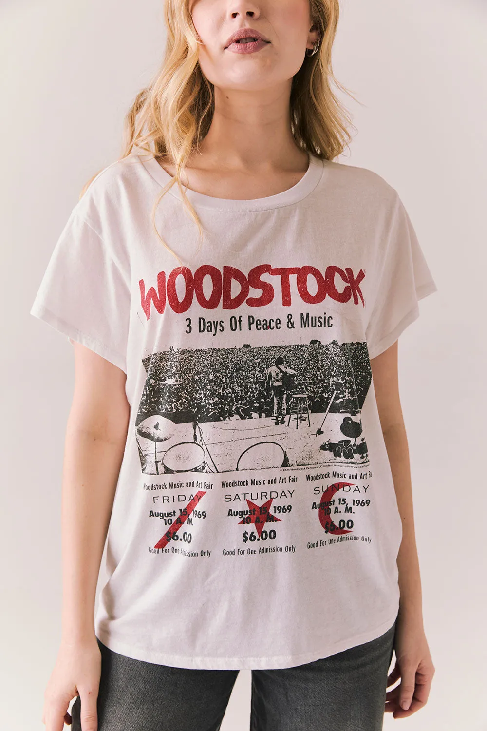 Woodstock Peace And Music Ticket Tee sold by Chaser product image thumbnail 5