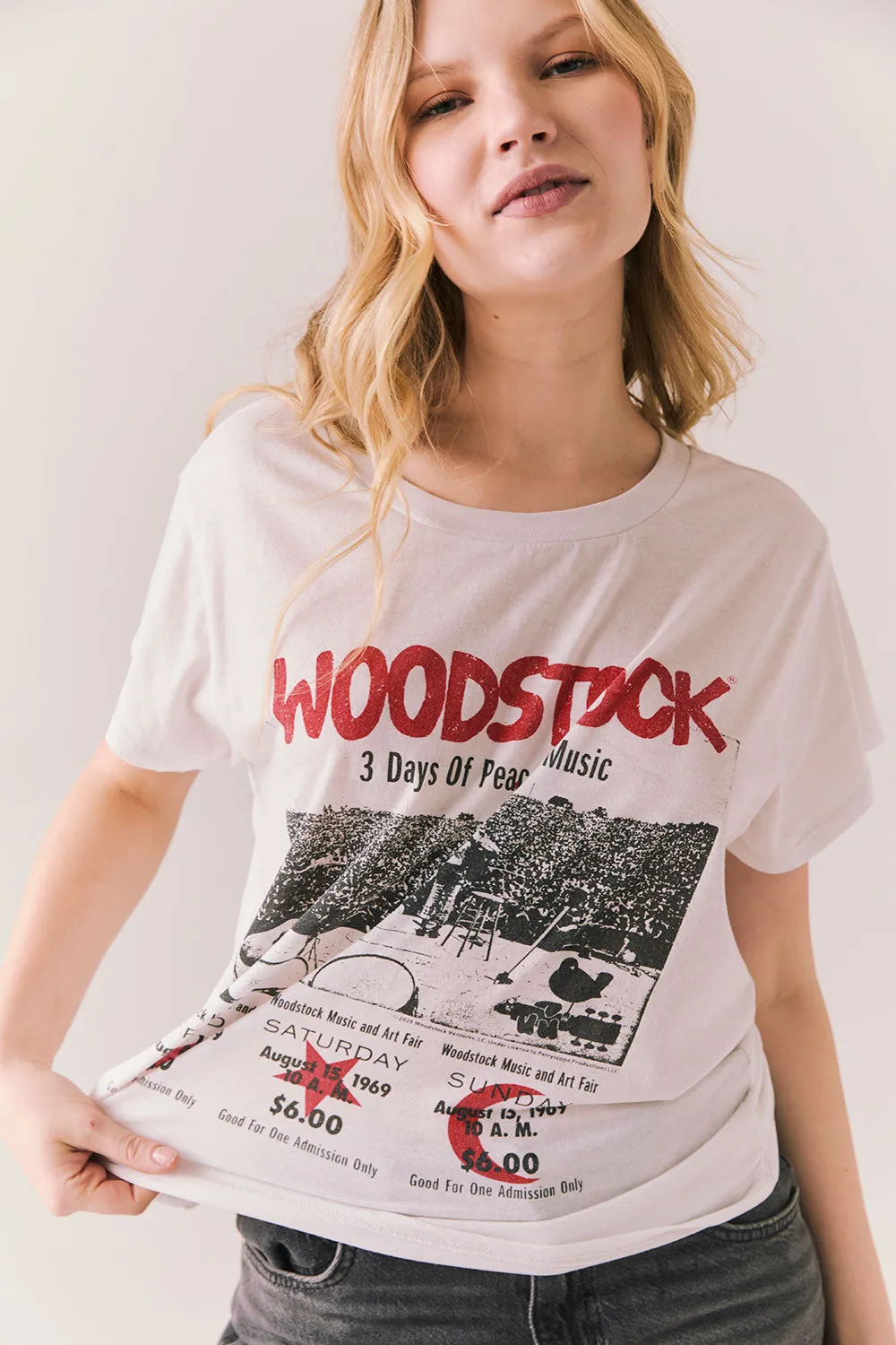 Woodstock Peace And Music Ticket Tee sold by Chaser product image thumbnail 3