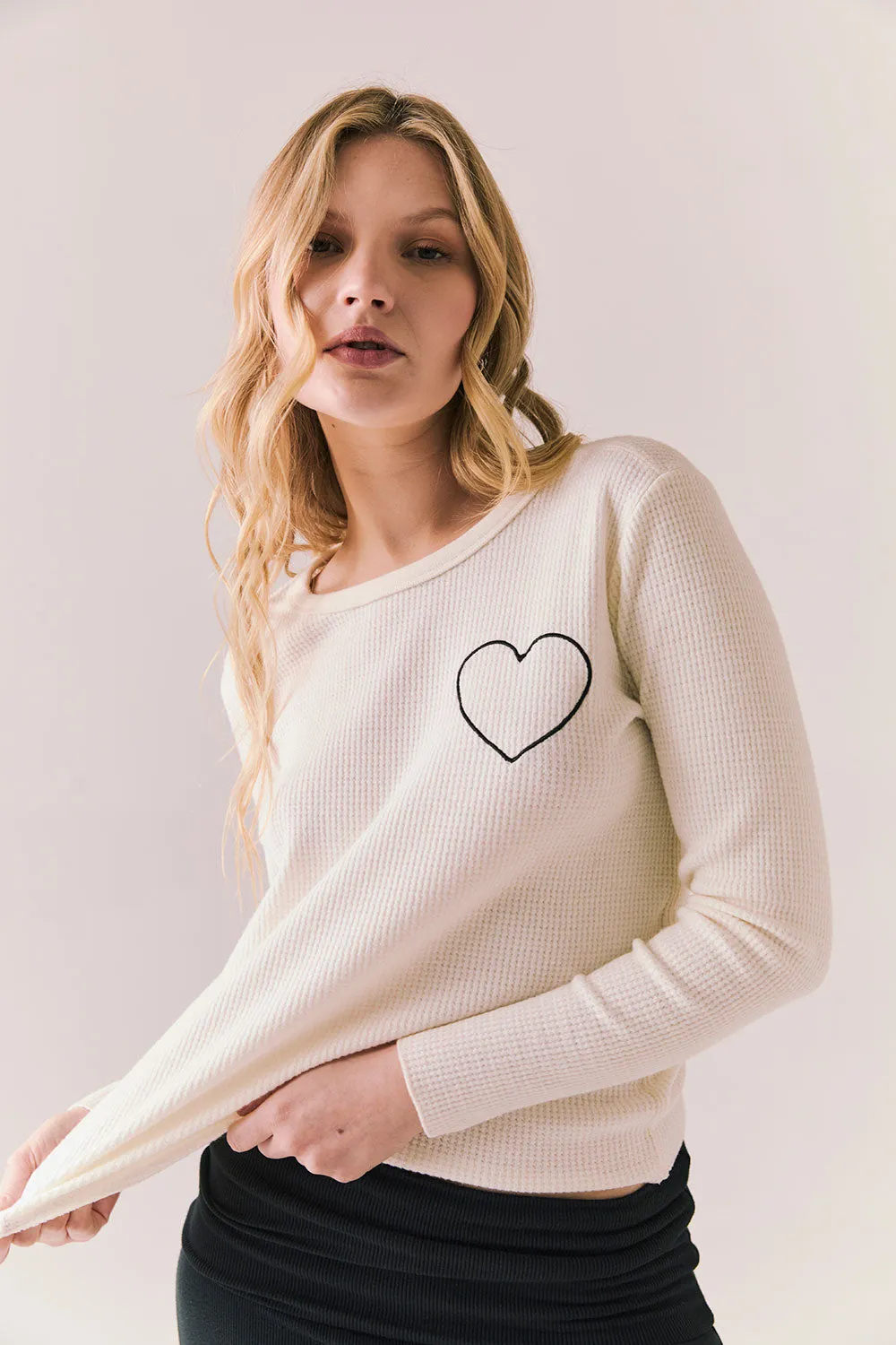 Heart Embroidery Long Sleeve sold by Chaser product image thumbnail 2