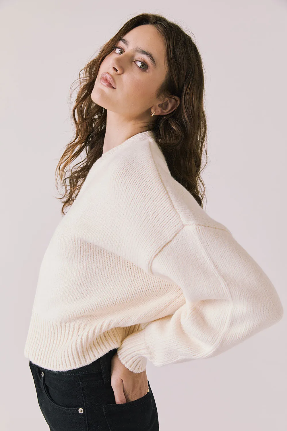 Luck Warm White Zip Up Cardigan Sweater sold by Chaser product image thumbnail 3