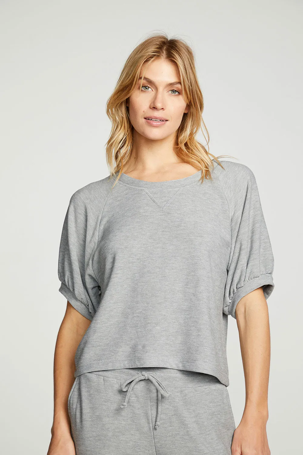 Recycled Cozy Knit Blouson Short Sleeve Raglan Pullover sold by Chaser product image thumbnail 3