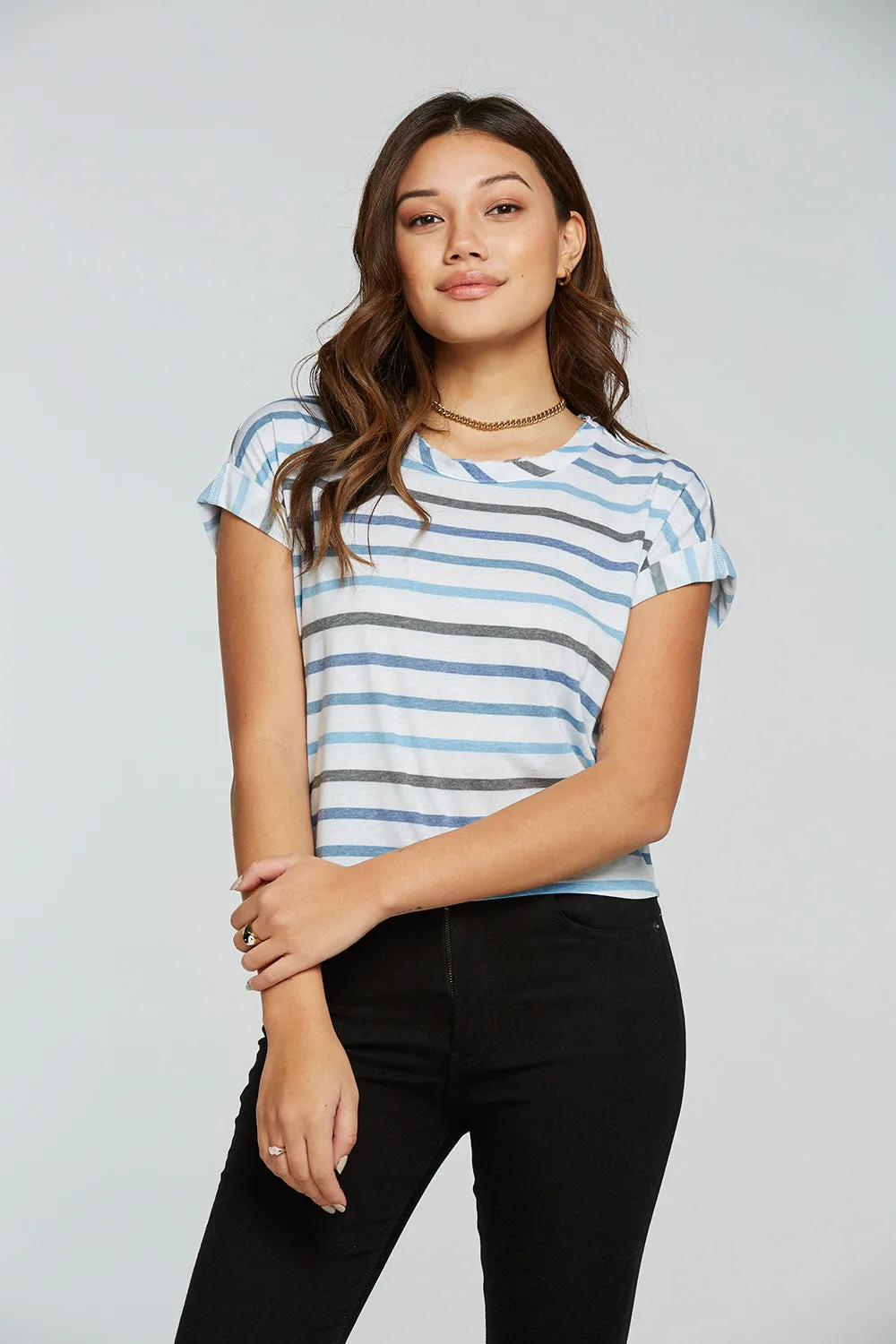 Recycled Vintage Jersey Drop Shoulder Rolled Short Sleeve Tee sold by Chaser