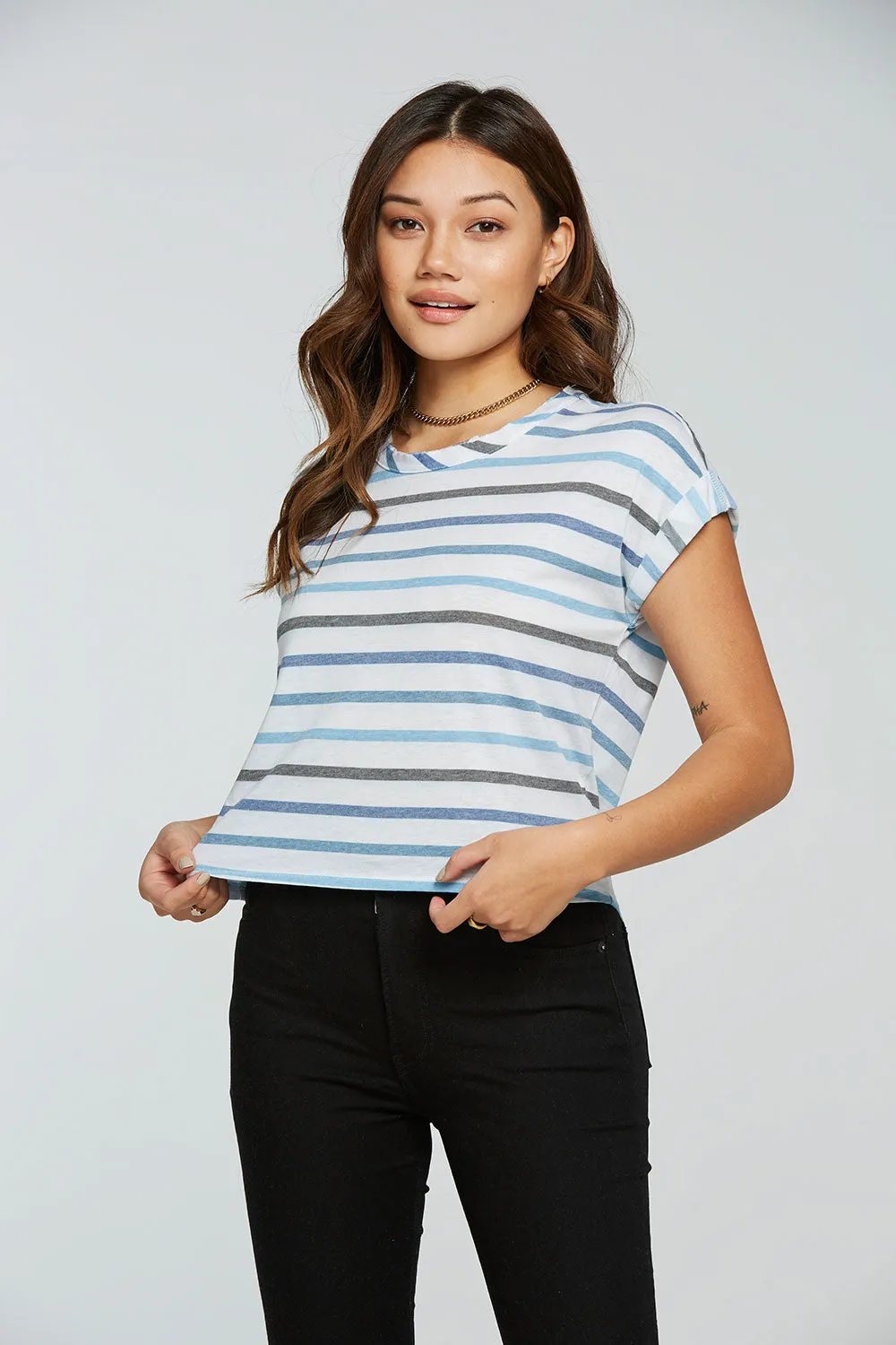 Recycled Vintage Jersey Drop Shoulder Rolled Short Sleeve Tee sold by Chaser product image thumbnail 3