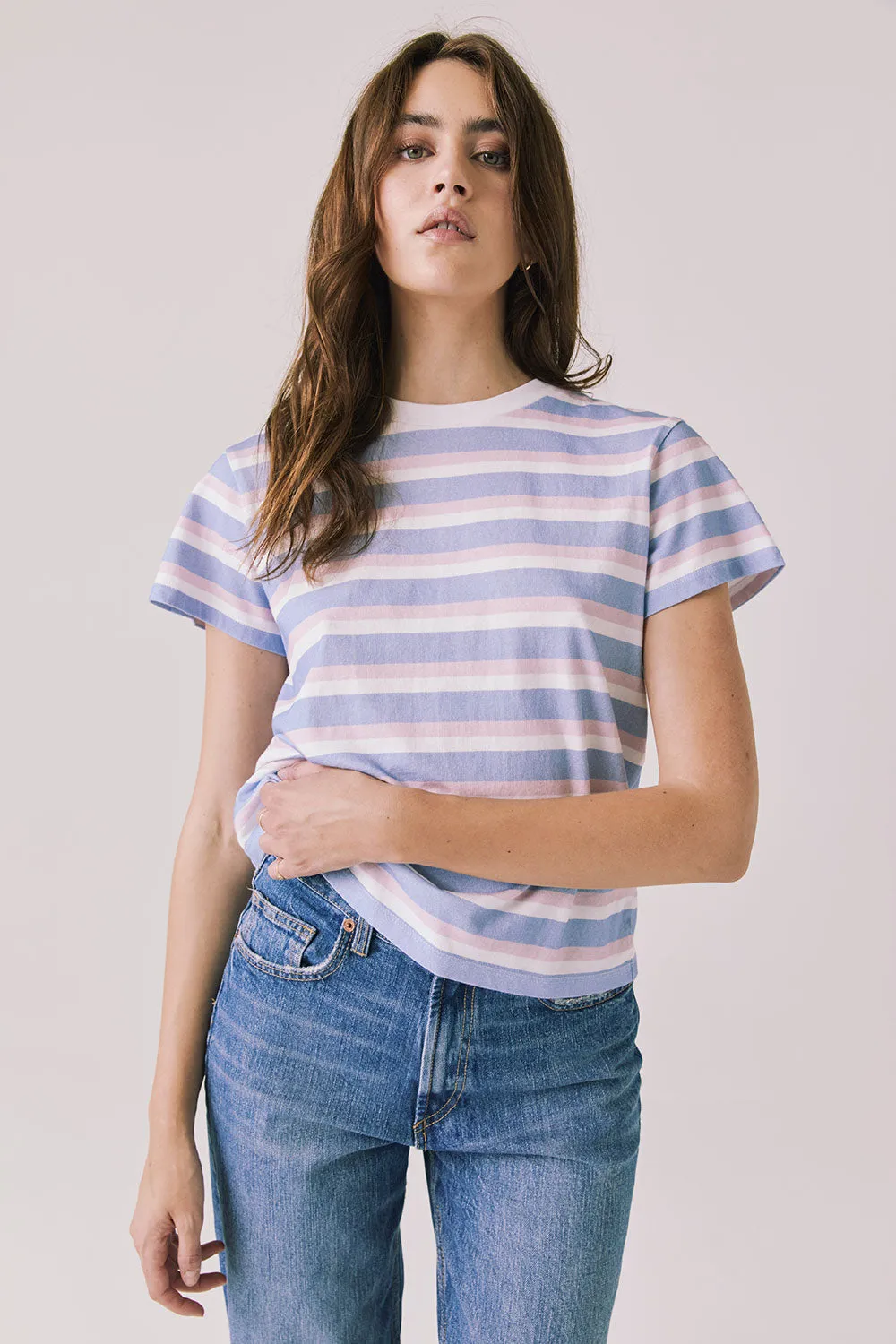 Cosmo Pink Stripes Tee sold by Chaser product image thumbnail 2