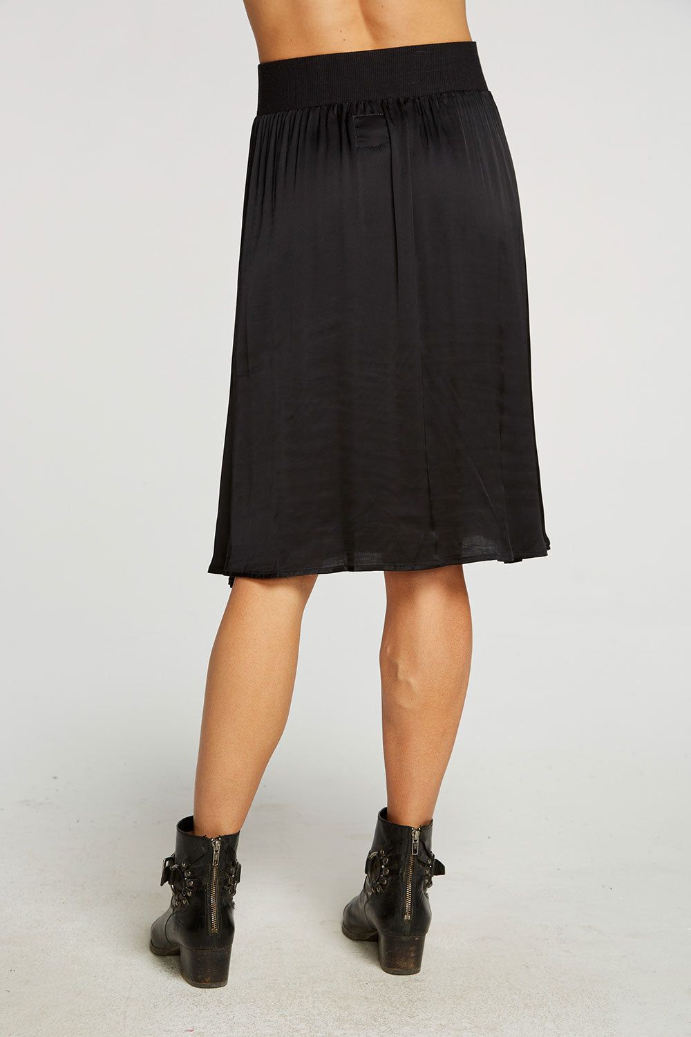 Stretch Silky Basics Flouncy Rib Waist Midi Skirt sold by Chaser product image thumbnail 5