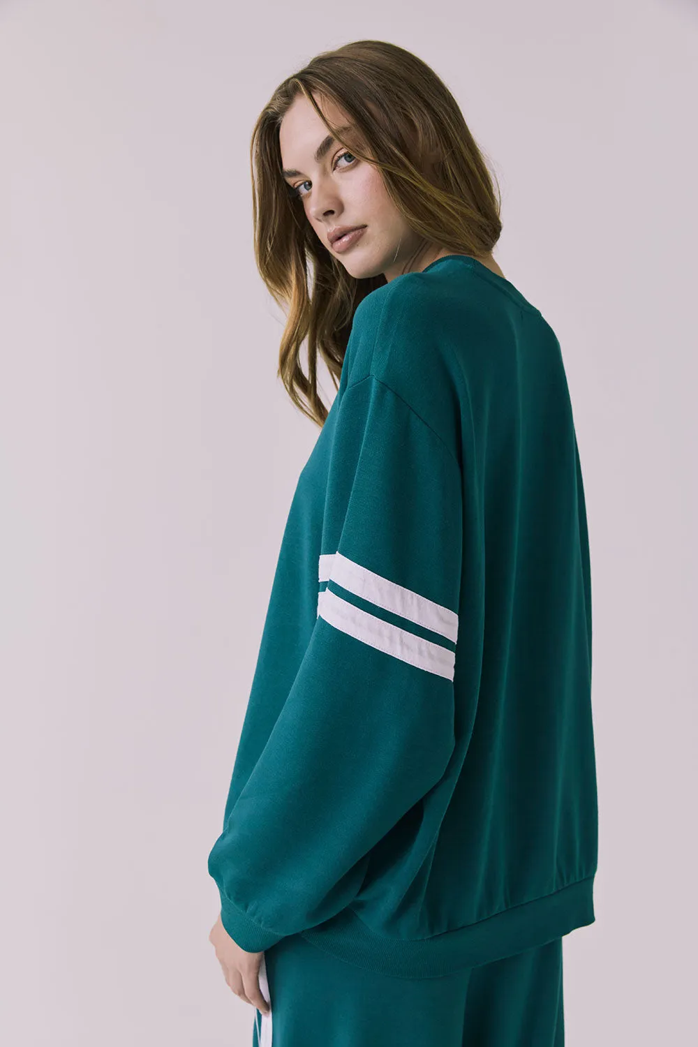 Cornell Teal and White Pullover sold by Chaser product image thumbnail 3