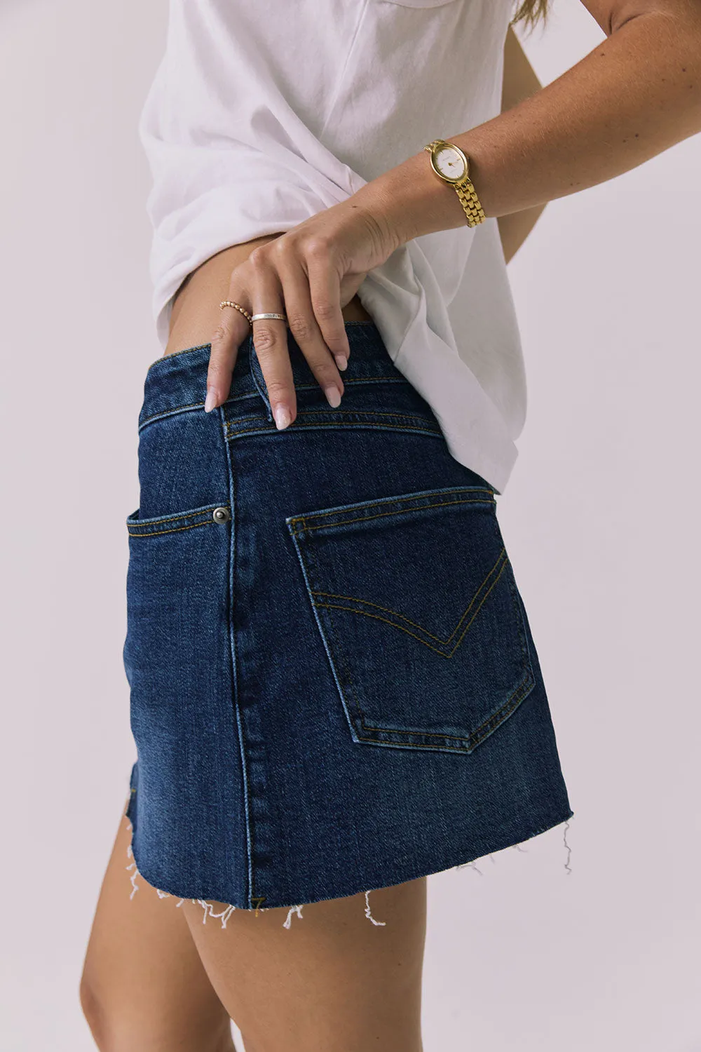 Sloane Indigo Wash Mini Skirt sold by Chaser product image thumbnail 4