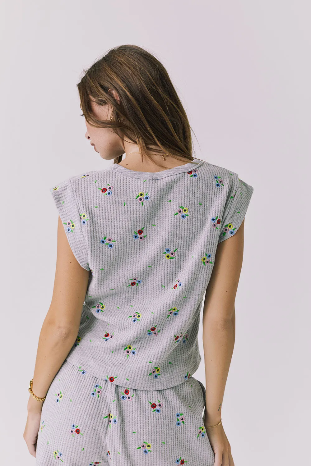 Frankee Heather Grey Ditsy Embroidery Tee sold by Chaser product image thumbnail 4