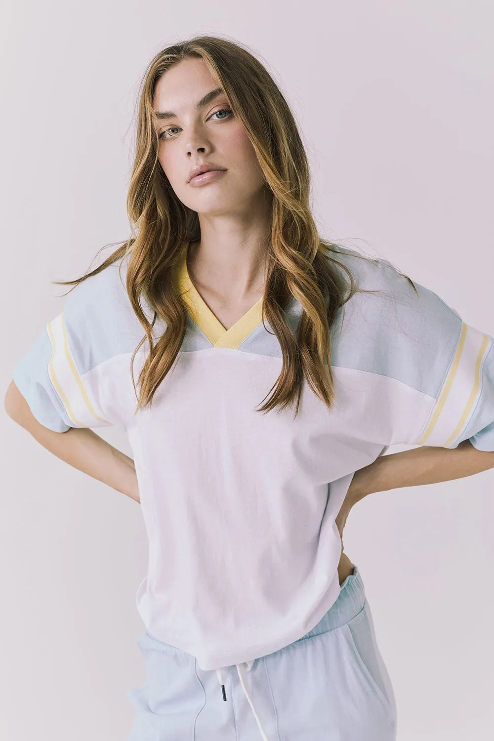 Palmer White and Mineral Butter Tee sold by Chaser