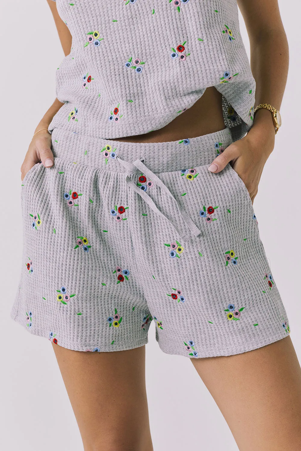 Kesh Heather Grey Ditsy Embroidery Short sold by Chaser product image thumbnail 2