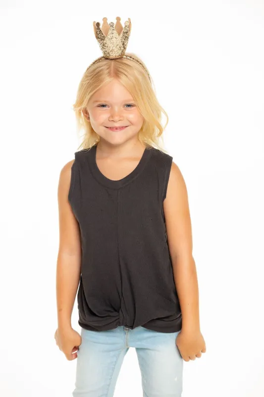 Gauzy Cotton Knot Front Muscle in Vintage Black made by Chaser