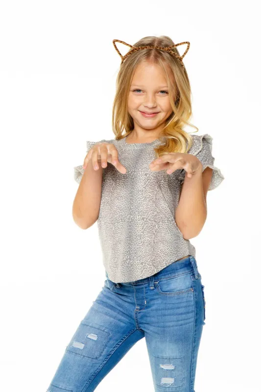 Girls Recycled Vintage Jersey Ruffle Short Sleeve Shirttail sold by Chaser