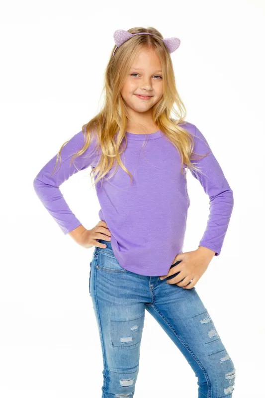 Girls Recycled Vintage Jersey Long Sleeve Scoop Back Shirttail sold by Chaser