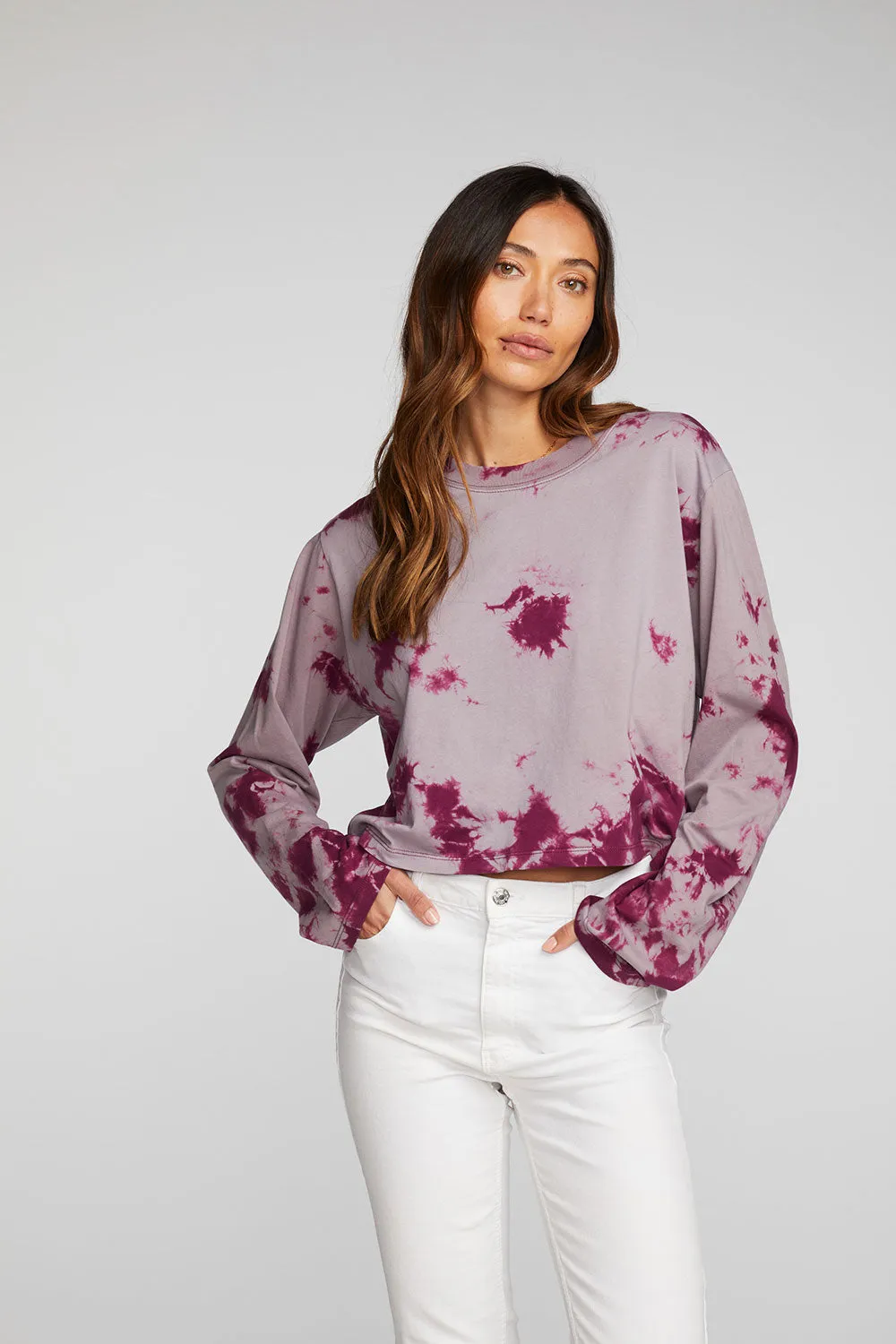 Cotton Jersey Cropped Long Sleeve Tee sold by Chaser product image thumbnail 3