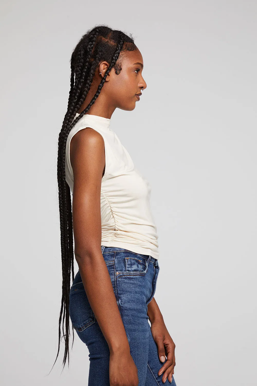 Haileyy White Cap Grey Tank Top sold by Chaser product image thumbnail 3