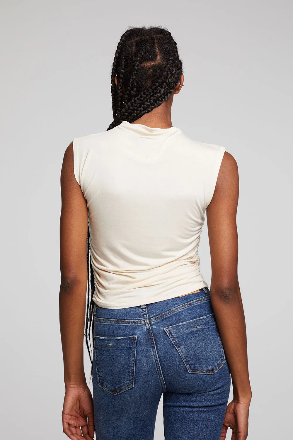 Haileyy White Cap Grey Tank Top sold by Chaser product image thumbnail 5