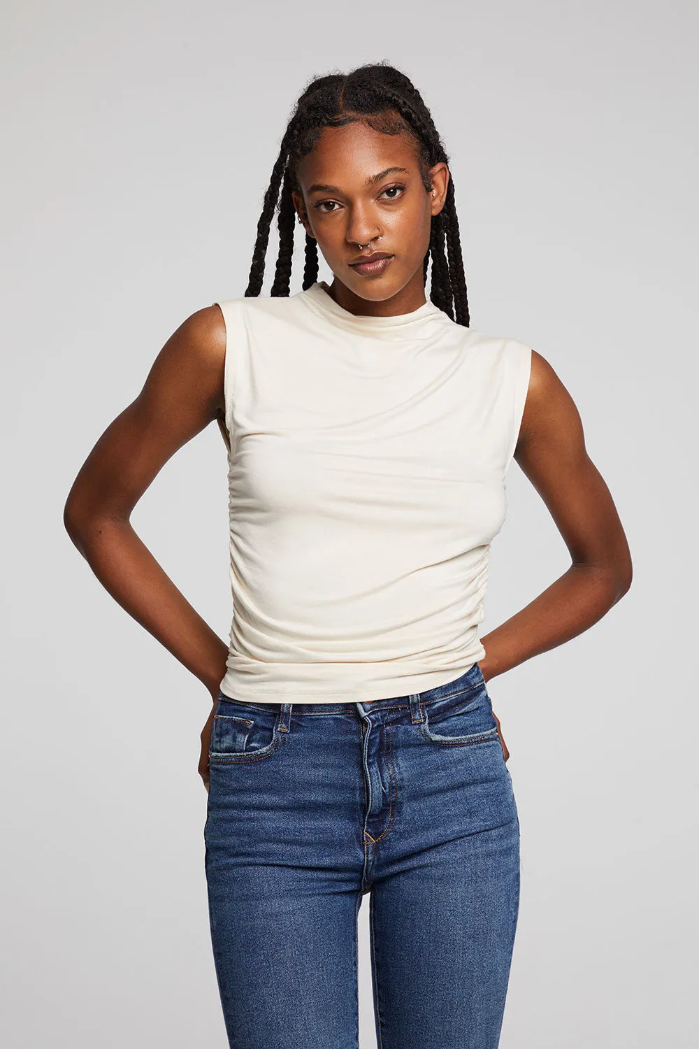 Haileyy White Cap Grey Tank Top sold by Chaser product image thumbnail 4