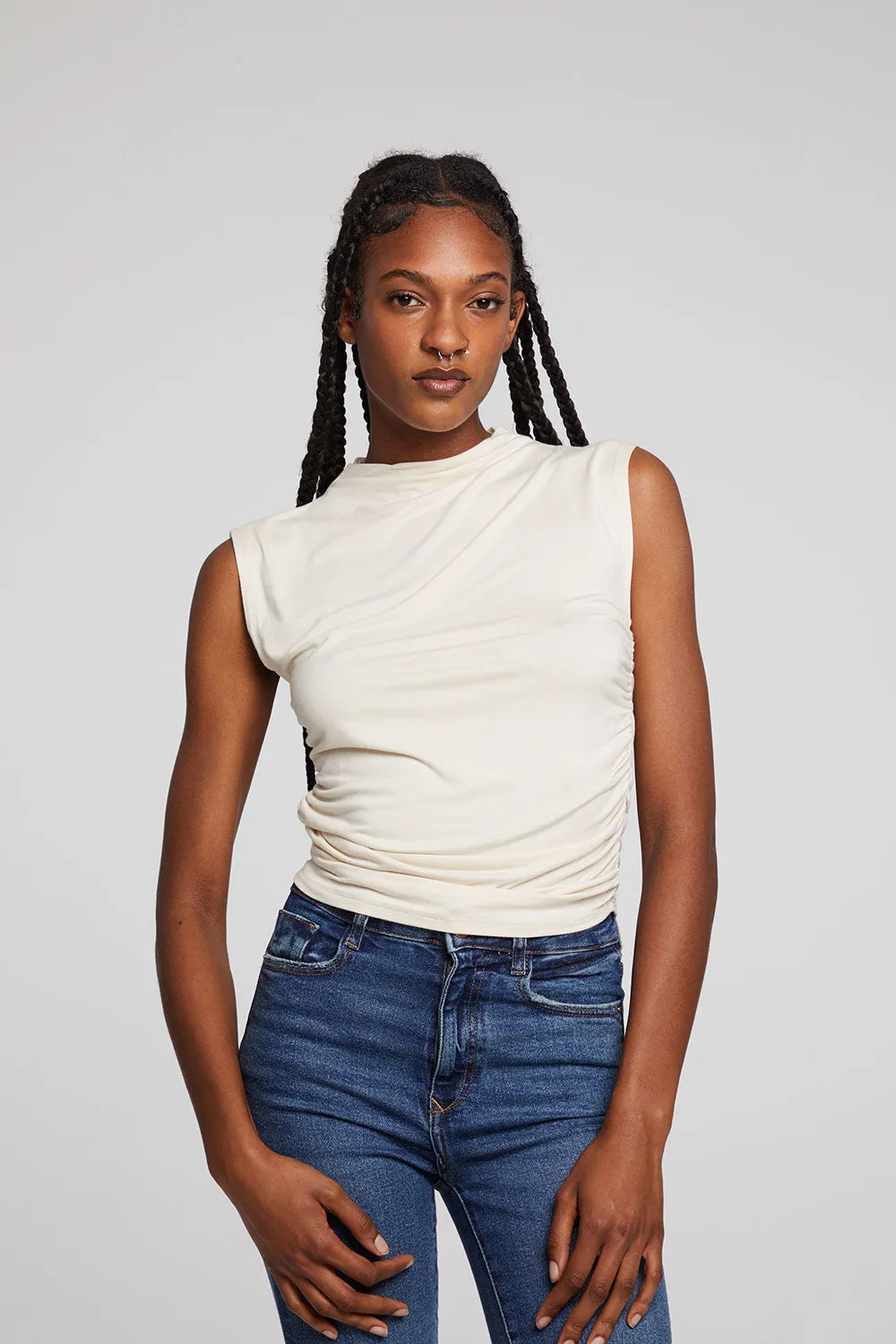 Haileyy White Cap Grey Tank Top sold by Chaser