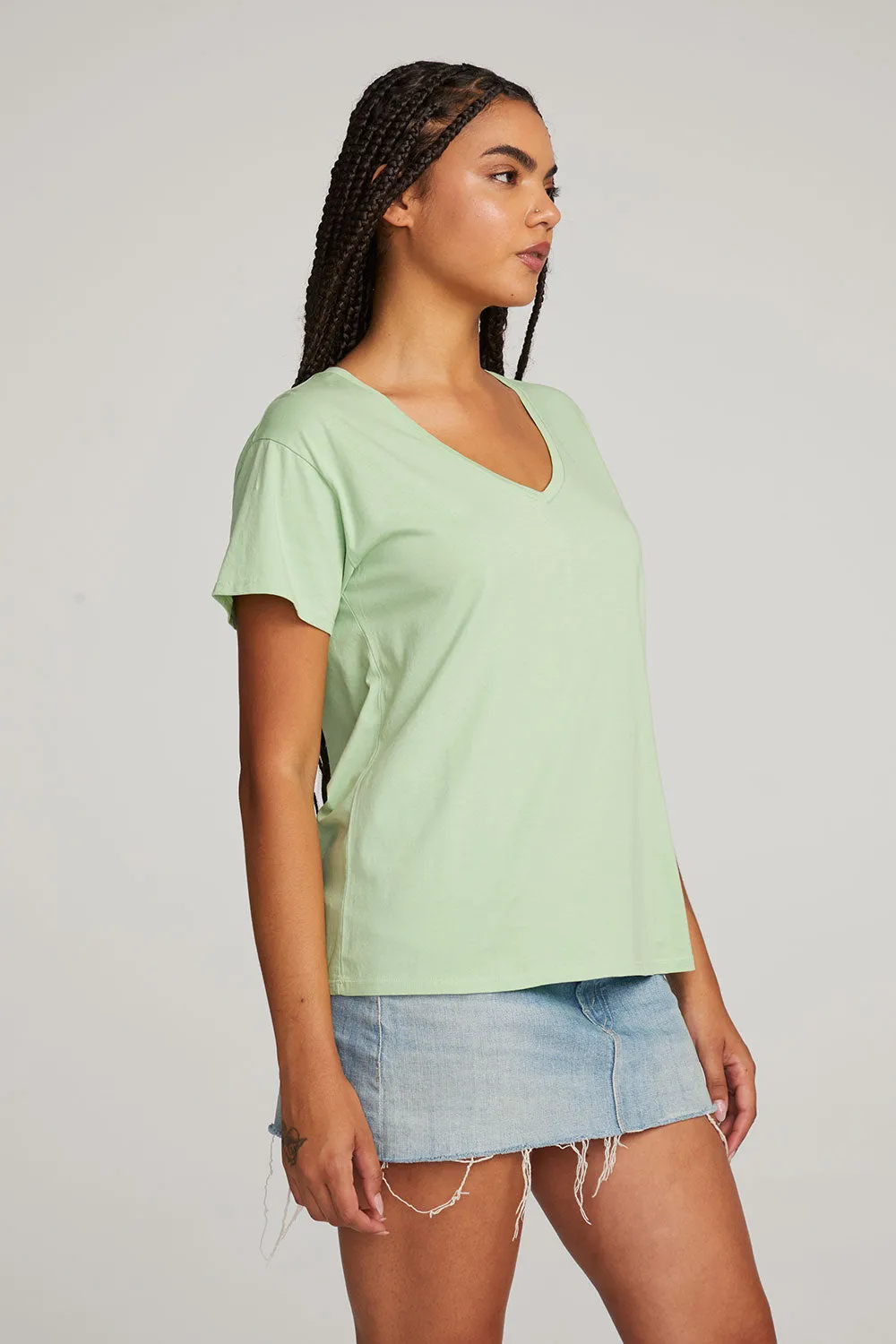 Everyday Essential Quiet Green V-neck Tee sold by Chaser product image thumbnail 2