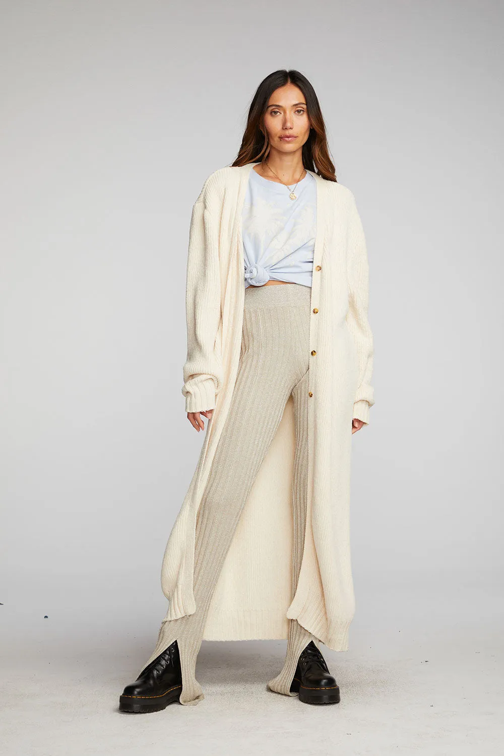 Chenille Sweater Knit Button Down Long Cardigan sold by Chaser