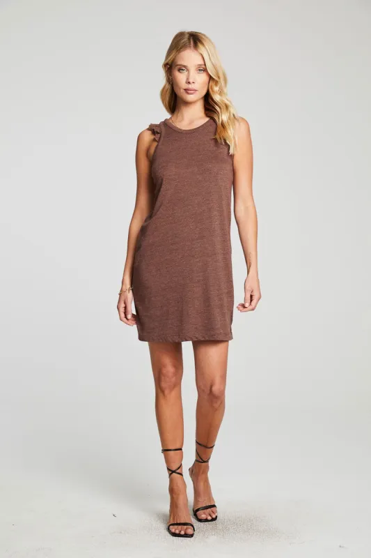 Triblend Jersey Ruffle Racer Dress sold by Chaser