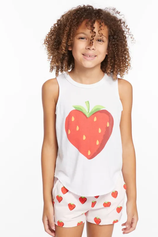 Heart Strawberry Girls Vintage Jersey Shirttail Muscle made by Chaser