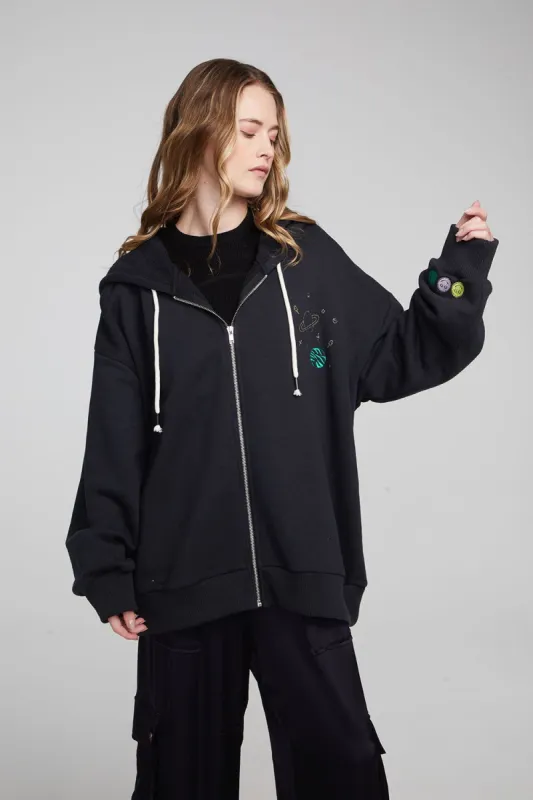 Space Embriodery Zip-up Hoodie sold by Chaser